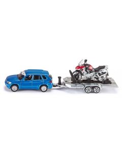 SIKU 2547 Auto met aanhanger en motor 1:50