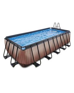 Wood zwembad 540x250x122cm met zandfilterpomp - bruin