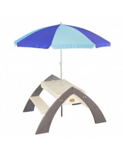 Delta Zand & Water Picknicktafel Grijs/wit - Parasol Blauw
