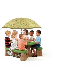 Step2 Picknicktafel met Parasol (Natuurlijk) 